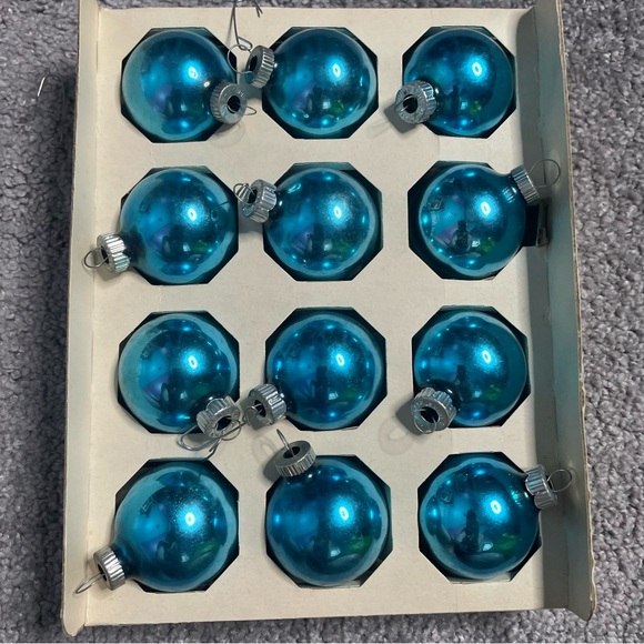 Vintage Shiny Brite Blue Green 12 Mercury Glass Christmas Ball Ornament - Picture 7 of 10